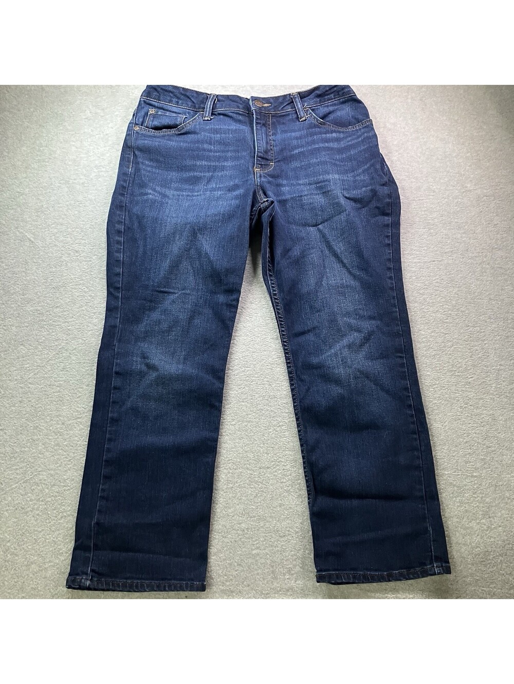 Lee Women's Jeans 14P(34X25) Regular Fit Straight Leg Mid Rise Petite Blue